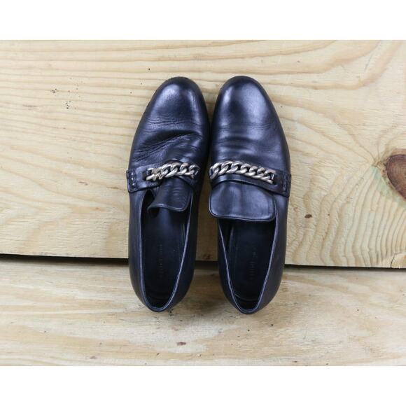 Celine Loafers Womens 6 Black Leather Chain Link Slip On Shoes Italy - Picture 4 of 8